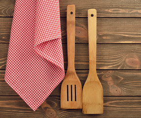 Wooden spoon and napkin