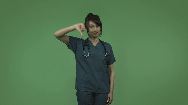 indian female doctor upset isolated on greenscreen