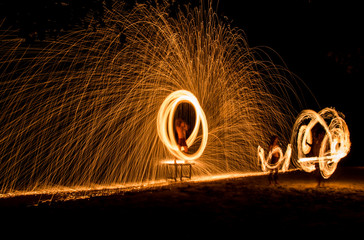 Show a circular fire motion