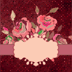 Postcard with roses and polka dot. EPS 8