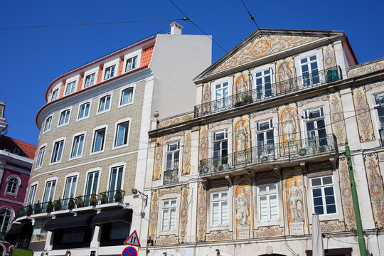Tiled Building In Chiado District Of Lisbon