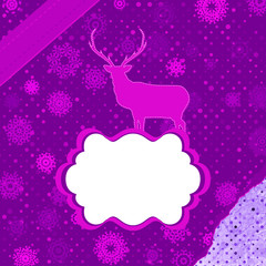 Santa Claus Deer vintage Christmas card. EPS 8