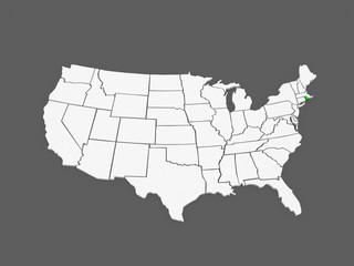 Fototapeta premium Three-dimensional map of Rhode Island. USA.