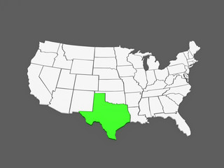 Fototapeta na wymiar Three-dimensional map of Texas. USA.