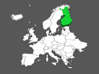 Map of Europe and Finland.