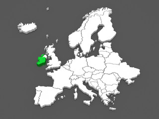 Map of Europe and Ireland.