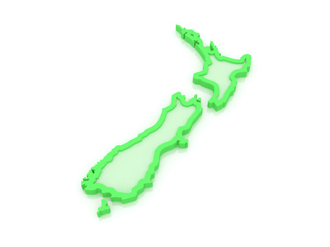 Three-dimensional map of New Zealand.