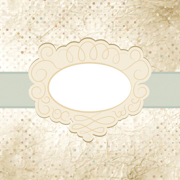 Vintage polka dot card with lace. EPS 8