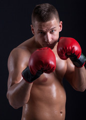 Fototapeta na wymiar Boxer with red gloves