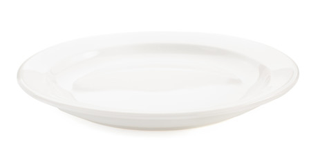 empty ceramic plate on white