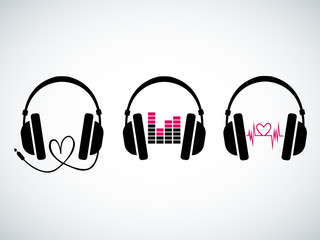 Creative music headphones logo set - 65656991