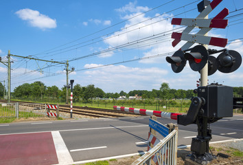 Closed barriers of a rail crossing
