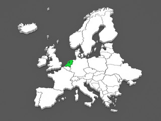 Map of Europe and Netherlands.