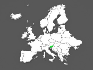 Map of Europe and Slovenia.