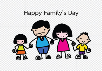 Happy family 's day  father, mother, son , girl idea design