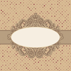 Vintage polka dot card with lace. EPS 8