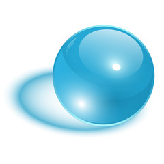 3D sphere, transparent glass ball blue.