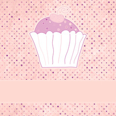 Retro card with cupcake. EPS 8