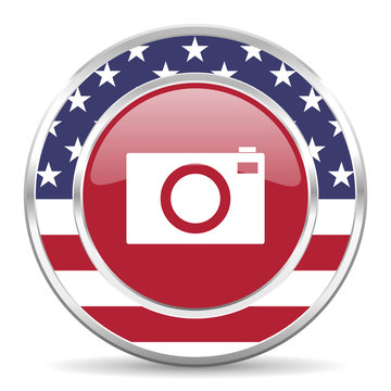 camera american icon, usa flag