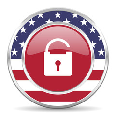 padlock american icon, usa flag