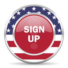 sign up american icon, usa flag