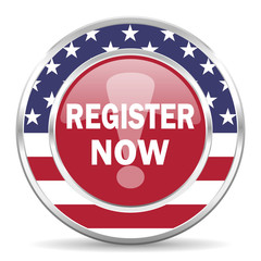 register now american icon, usa flag