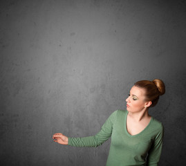 Woman gesturing with copy space