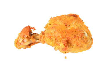 Golden brown fried chicken drumsticks