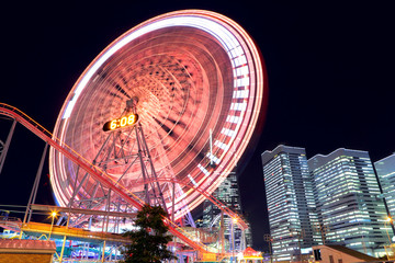 Amusement park at night