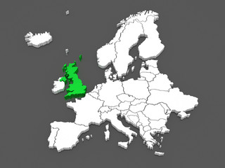Obraz premium Map of Europe and United Kingdom.