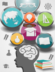 circles with subject and silhouette of the head