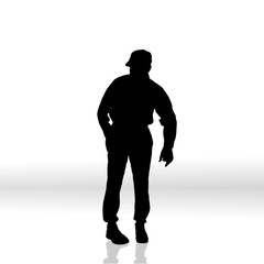 Vector silhouette of old man.