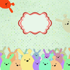 Card with colorful rabbits for life events. EPS 8