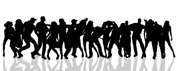 Vector silhouette of people who dance.