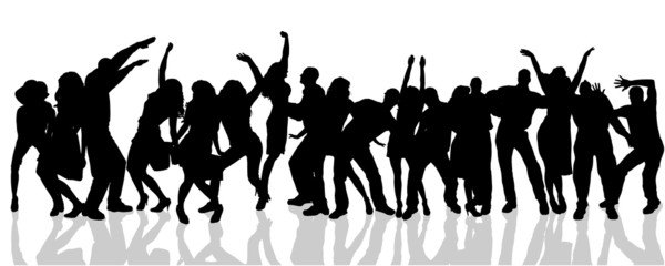 Fototapeta na wymiar Vector silhouette of people who dance.