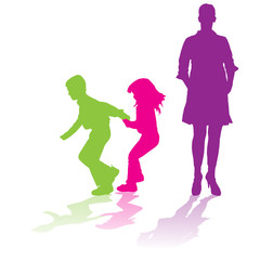 Vector silhouette of family.