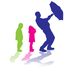 Vector silhouette of family.