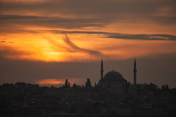 Fototapeta na wymiar Sulemaniye mosque at sunset, Istanbul