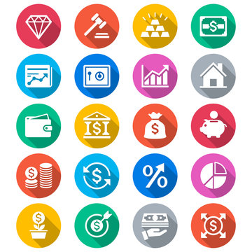Business and investment flat color icons