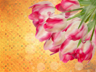 Background with beautiful tulip bouquet. EPS 10