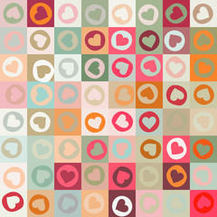 Retro seamless pattern with colorful hearts. EPS 8