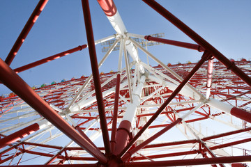 Riesenrad in Odaiba, Japan, Ansicht von unten
