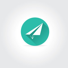 vector paper plane icon with long shadow