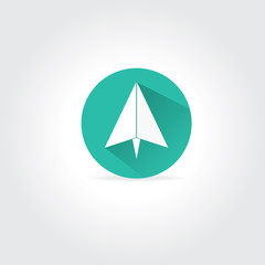 vector paper plane icon with long shadow