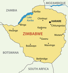 Republic of Zimbabwe - vector map - obrazy, fototapety, plakaty
