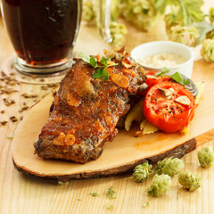 grilled meat with beer