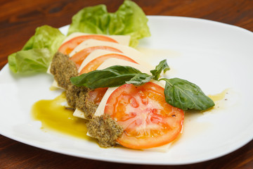 mozzarella with tomato and basil