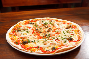 Seafood pizza