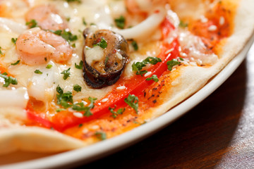 Seafood pizza