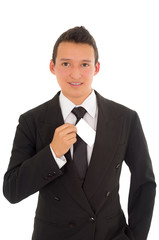 hispanic man in a black suit